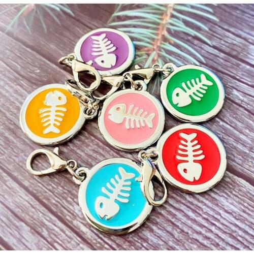 25mm Personalized Fish Shaped Id Name Collar Plates For Puppy Cat Pet Tags Pendant Jewelry Gift DIy Necklace