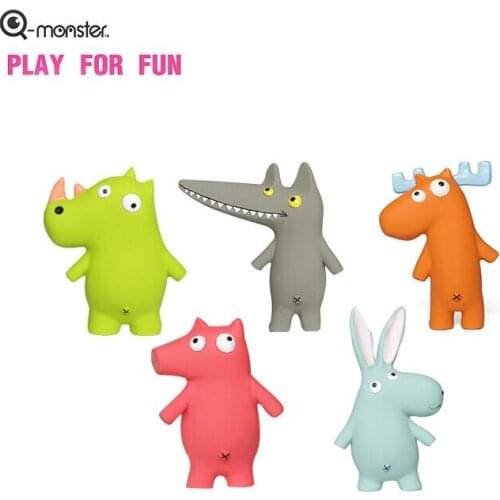 Squeaky Dog Toys Cute Wolf Pig Rhinoceros Rabbit Reindeer 5 Styles Natural Rubber Interactive Toys for Dog