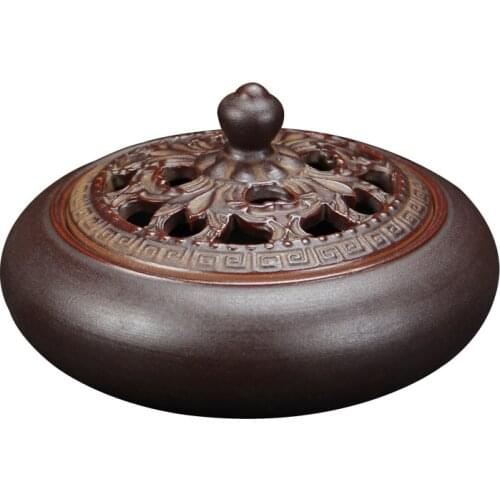 S Four hours coil burner office ornaments retro tray incense base ceramic antique ridge fragrant incense holder home decoration