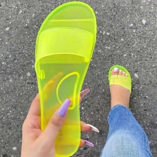 Summer Women Crystal Slippers Jelly shoes Woman Candy Colors Transparent Slides Womens Fashion Casual Bling Flat Beach Shoes