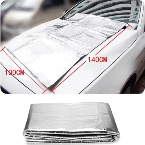 140cm x100cm Car Hood Engine Firewall Heat Mat Deadener Sound Insulation Deadening Material Aluminum Foil Sticker