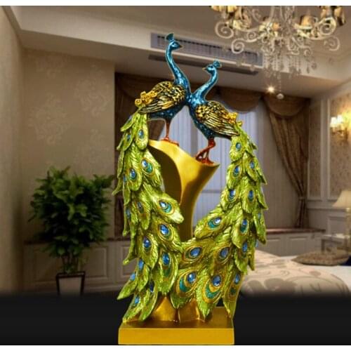 Peacock Figurine Miniatures Cabinet Home Decoration Statue Ornament Wedding Birthday Gift Home Art Craft