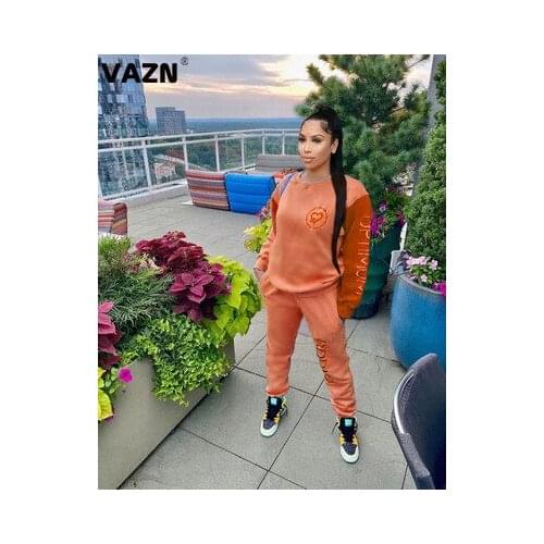 VAZN 2020 Autumn Hot High-end Solid Fresh Clear Casual Young Tracksuits Full Sleeve Top Long Pants Tracksuits Women 2 Pieces Set