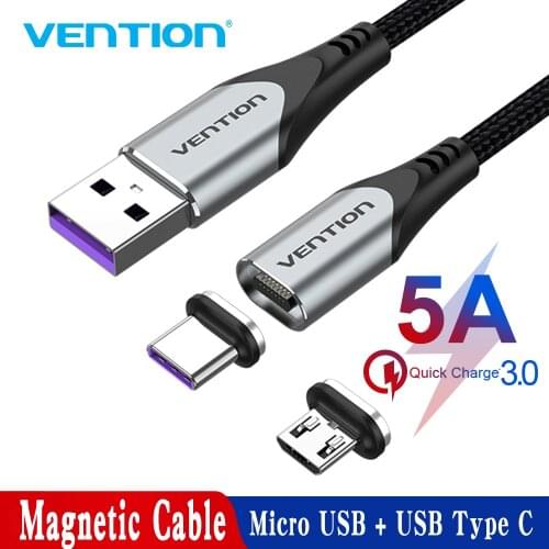 Vention 5A Magnetic Cable Micro usb Type C Super Fast Charging Microusb Type-C Magnet Charger usb c For Samsung huawei usb cable