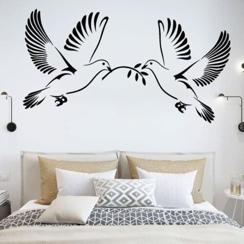 Pigeons Wall Sticker Peace Dove Vinyl Decal Couple Birds Bedroom Decor Romantic Interior Stickers Creative Headboard Decoration
