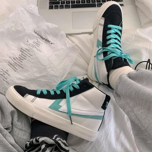 2021 New Lake Water Green Canvas Shoes Womens High Top Women Sneakers