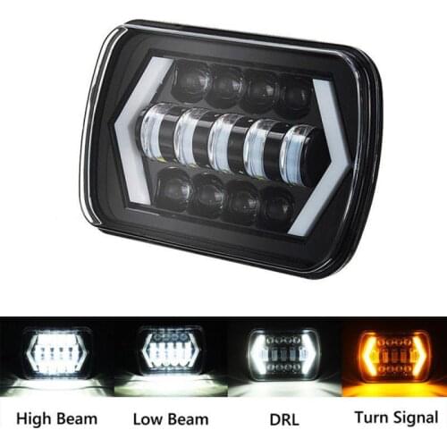 1x 55W Led 7X6" Retangular Feixe Farol Com High/Low DRL Square Headlight For Jeep Cherokee XJ Wrangler Truck 4X4 IP68 Waterproof