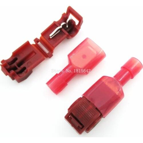 20pcs=10set Red T Type Quick Splice Crimp Terminal Wire Convenient Connector For Standard 0.5-1 Wire Line