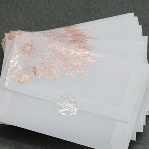 24 Pieces/pack European Style Hot Stamping Edge Sulfuric Acid Paper Translucent Envelope Wedding Business Invitation Envelope