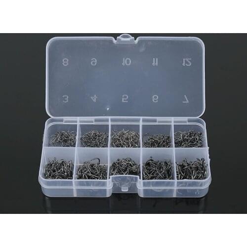 500Pcs Carp Fishing Hooks Set Fish Tackle Box #3~#12 Carbon Steel Single Circle Fishing Hook Fly Fishing Jip Barbed Carp Hooks