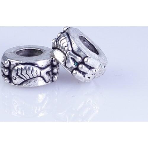 Wholesale 55pcs silver plated round beads Big Hole Beads Fit style European Bracelet hole 5mm