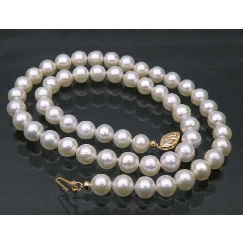 AAAA white 18" AAA 7 MM SOUTH SEA NATURAL PEARL NECKLACE 14K CLASP