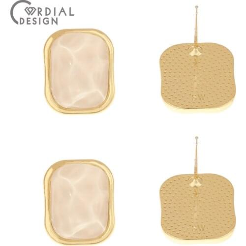 Cordial Design 50Pcs 16*19MM Jewelry Accessories/Hand Made/Rectangle Shape/Earrings Stud/Resin Effect/Earring Making/DIY Parts