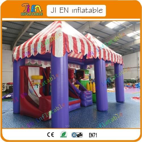 Free shipping 4 in 1 inflatable game for sale, carnival games under tent cover, commercial rental inflatable sport games