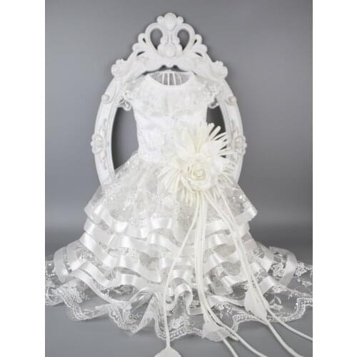 Free Shipping Handmade Dog Clothes Luxury Wedding Dress White Lace Sequins Pet Gown Chapel Train Party Evening Yorkie