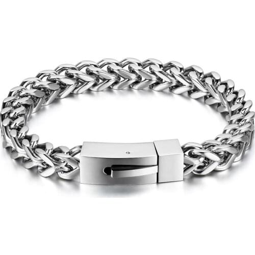 8mm Anti-allergic Heavy Solid Stainless Steel Mens Wheat Spiga Chain Link Bracelet 8.3", Silver Colour (with Gift Bag)