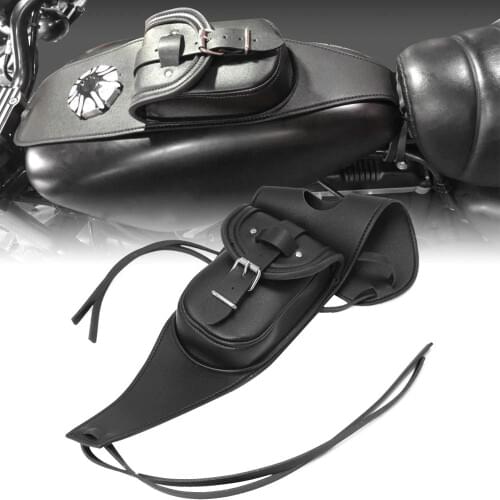 Cherk Motorcycle Black Leather Tank Chap Cover Panel Pad Bib Bra Bag For Harley Davidson 883 1200 XL Sportster Motorcycle Parts