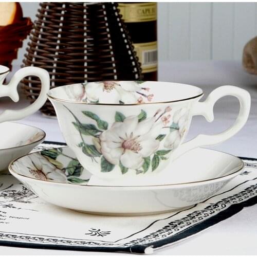 Flower Design European Bone china coffee set Top Grade Porcelain coffee cup and saucer Luxury Gifts Pearl glaze