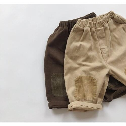 Kids Pants New Autumn Winter Boys Straight Trousers Girls Corduroy Pants Toddler Patchwork Thicken Warm Korean Baby Clothes