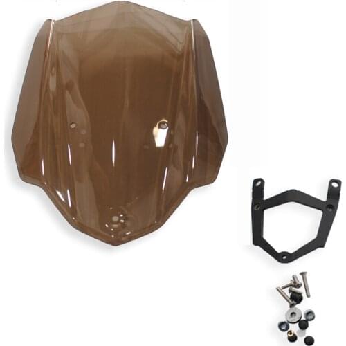 For YAMAHA MT03 2016 WITH Mounting Bracket Windshield Black Smoke and Tea Brown Motorcycle Windscreens Wind Deflector Screen
