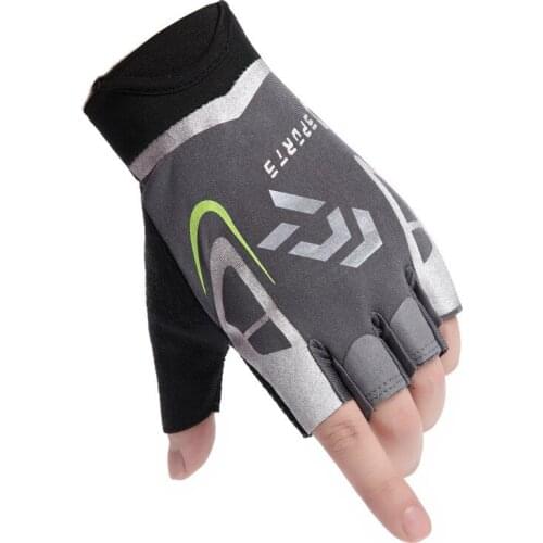 2020 DAIWA Ice Silk Half-finger Shade Breathable Sports Gloves Men and Women Summer Thin Outdoor Riding Non-slip Fishing Gloves