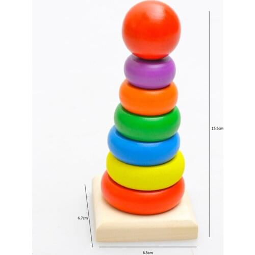 2021Hot Sale Wooden Giraffe Cartoon Jenga Toy Rainbow Tower Colorful Jenga Early Educational Parent-Child Interactive Toy