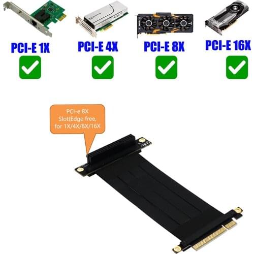 PCI-E 8X 90/270 Degree Extender Cable Riser Card Adapter with Dustproof Cap high frequency and low attenuation Riser Card