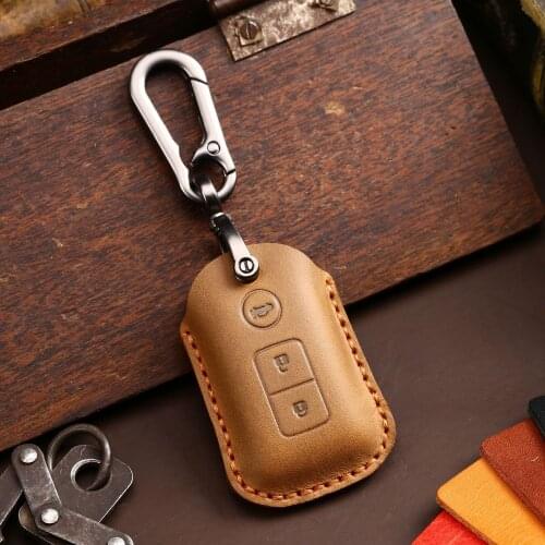 Leather Key Case Cover Fob Holder for Toyota Prado 150 2019 YARIS E'Z Vios FS 2 3 Buttons Remote Keychain Key Peotection Shell