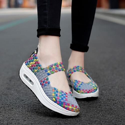 ALIUPS Female Light Running Shoes Antislip Hand-made Weave Sneakers Women Breathable Cool Athletic Sport Shoes Summer Flats