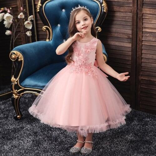 4-12 Yrs Lace Teenagers Kids Girls Wedding Long Girl Dress elegant Princess Party Pageant Formal Dress Baby Childrens dress
