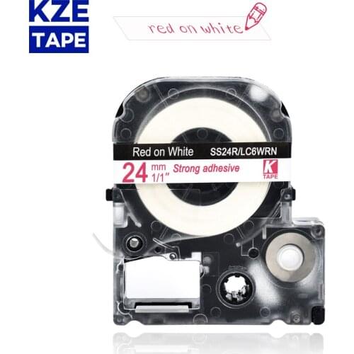 Epson label tape 24mm red on white SS24R LC6WRN typewriter ribbon for KingJim label maker LW-300 LW400Epson label printer