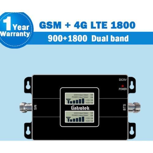 2018 Lintratek Dual Band 2G 1800 repeater 4g GSM 900 LTE 1800 Mobile Phone 65dB Signal Booster 4G Cellular Signal Amplifier S48