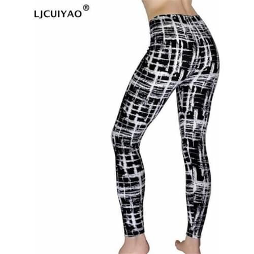 LJCUIYAO Fitness Leggings Trousers Pants Womens Pants Stripe Printed High Waist Pants Running Gym Sport Jogging Pants Trousers