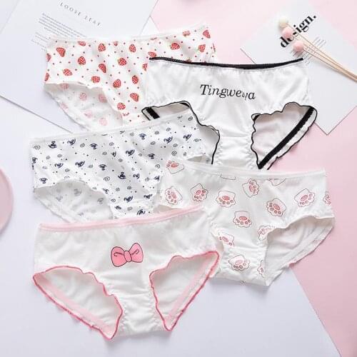 Cute Cartoon Fruit Cotton Girls Underwear Soft Breathable Animal Print Seamless Panties Women Strawberry Briefs Lingerie