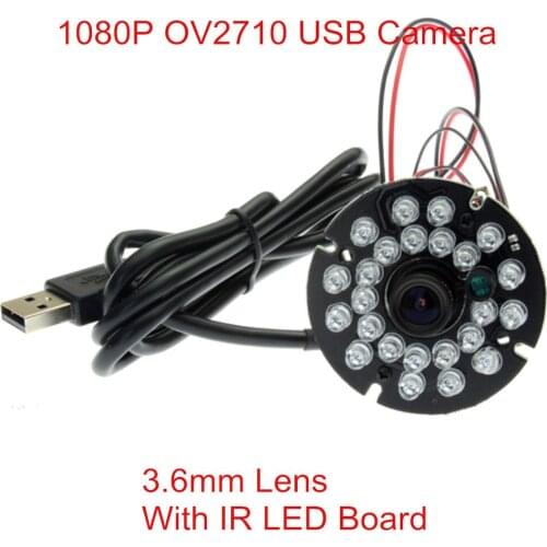 ELP 1080P 30fps Mini Video Camera USB 2Mpixels Free Driver MJPEG YUY2 infrared Night Vision Camera Module HD With IR LED