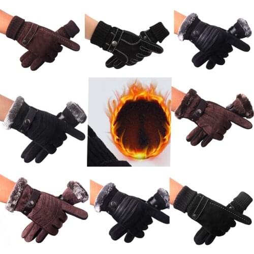 Men Women Winter Gloves Touch Screen Outdoor Skiing Gloves Cycling Gloves No Wind Waterproof Full Finger Leather Thick Snow -40