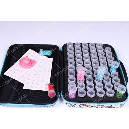 New 60 Bottle Full Square DIY DIamond Painting Box Container Storage Carry Case Holder Hand Bag Zipper Design Shockproof Durable