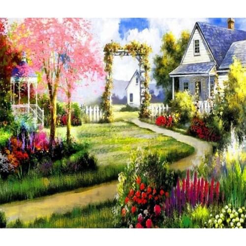 New Full Round drill 3d Garden Village diamond painting flowers diamond embroidery 5d Rhinestone Set