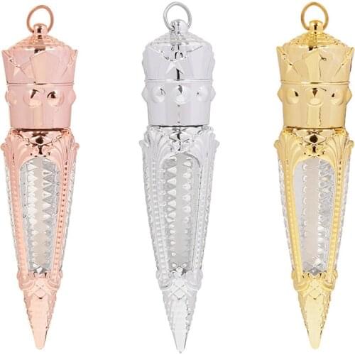 1pc 3ml 5ml Rose Gold Crown Plastic Empty Carrot Lip Gloss Tube Cosmetic Wand Lipgloss Packaging Container DIY Lipstick Tube New