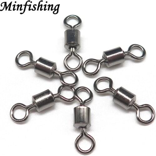 Minfishing 500 PCS Ball Bearing Rolling Swivel with Solid Rings Fishing Connector Ocean Boat Fishing Hook