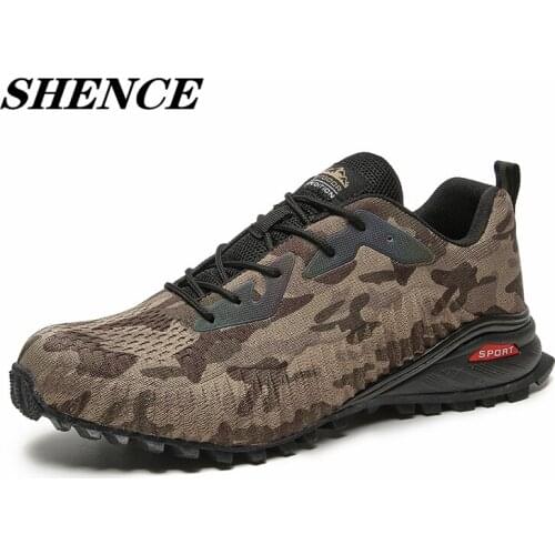 SHENCE Plus Size Autumn Men Hiking Shoes Fashionable Non-slip Walking Luminous Trail Running Shoes Male Tennis Sports Sneakers