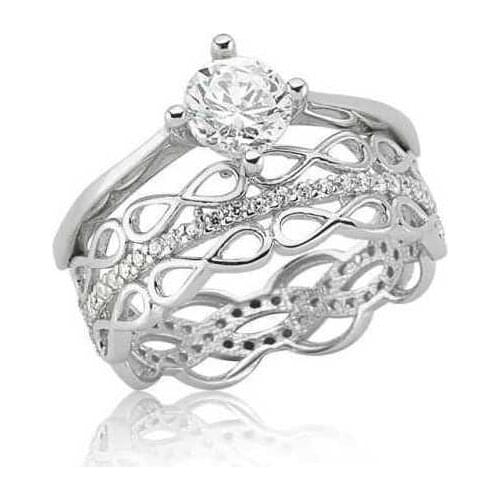 Tevuli 925 Sterling Silver Double Sided Infinity One Stone Lady 'S Ring