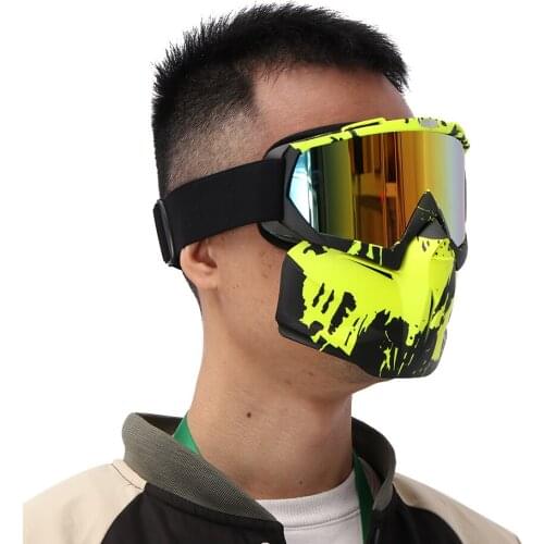 Protective Motorcycle Face Mask With Goggles Removable Biker Helmet Full Face Mask Adjustable Dust Mouth Mask Tactical Balaclava