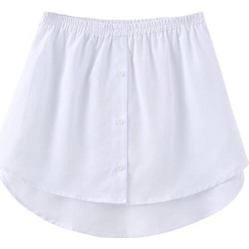 Women Fake Shirt Irregular Skirt Blouse Tail Hem Cotton Detachable Underskirt