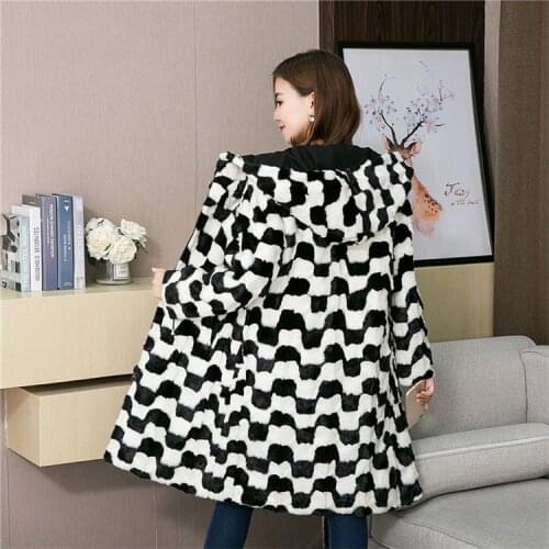 Women Natural Pieces Mink Fur Coats Oversize Hooded Winter Real Fur Outwear Long Plus Size