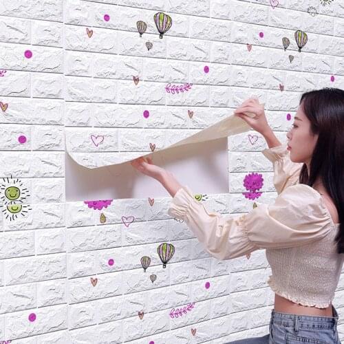 10Piece Cartoon 3D Wall Sticker Self Adhesive Wallpaper Foam Brick For Kids Childrens Room Decoration Home Decor 70*77cm