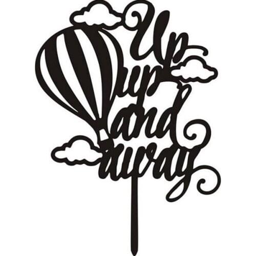 100pcs/lot Creative "up up and away " Hot Air Balloon design Acrylic Wedding Cake Topper Party Cake Decorations