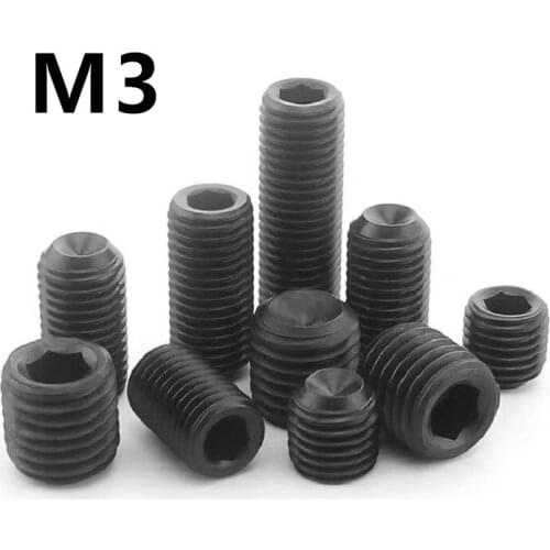 1000PCS M3x3/4/5/6/8/10/12mm Black 304 Stainless steel hex socket set screw with cup point DIN916 GB80