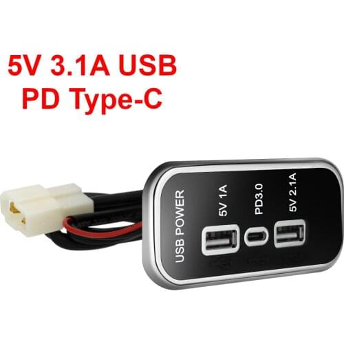 12V 24V 18W PD Type C 2.1A 1A USB Car Charger Socket for Motorcycle Auto Truck Boat RV Bus 3 Charging Ports Power Adapter
