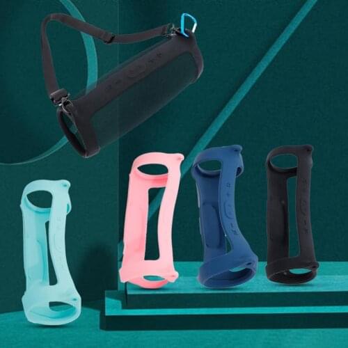 3Pcs/Set Portable Wireless Bluetooth Speaker Silicone Protective Cover Case with Strap Carabiner for JBL Charge 4